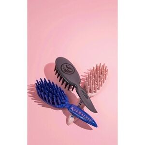 KAZMALEJE Women’s Wide Tooth Paddle Brush Thick Blue Curls Hair NWT